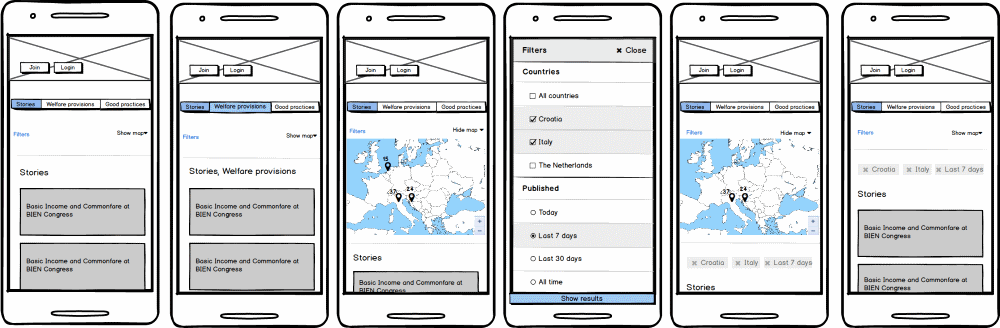 Wireframes low-fidelity mockups